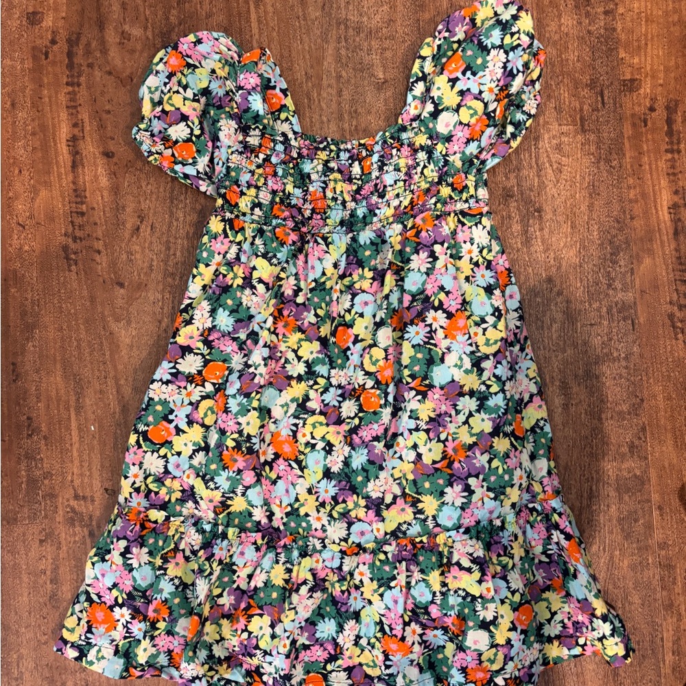 GAP Toddler Floral Ruffled Dress in Navy, Green, Purple